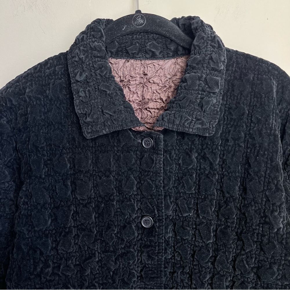 vintage reversible black and brown textured chore coat